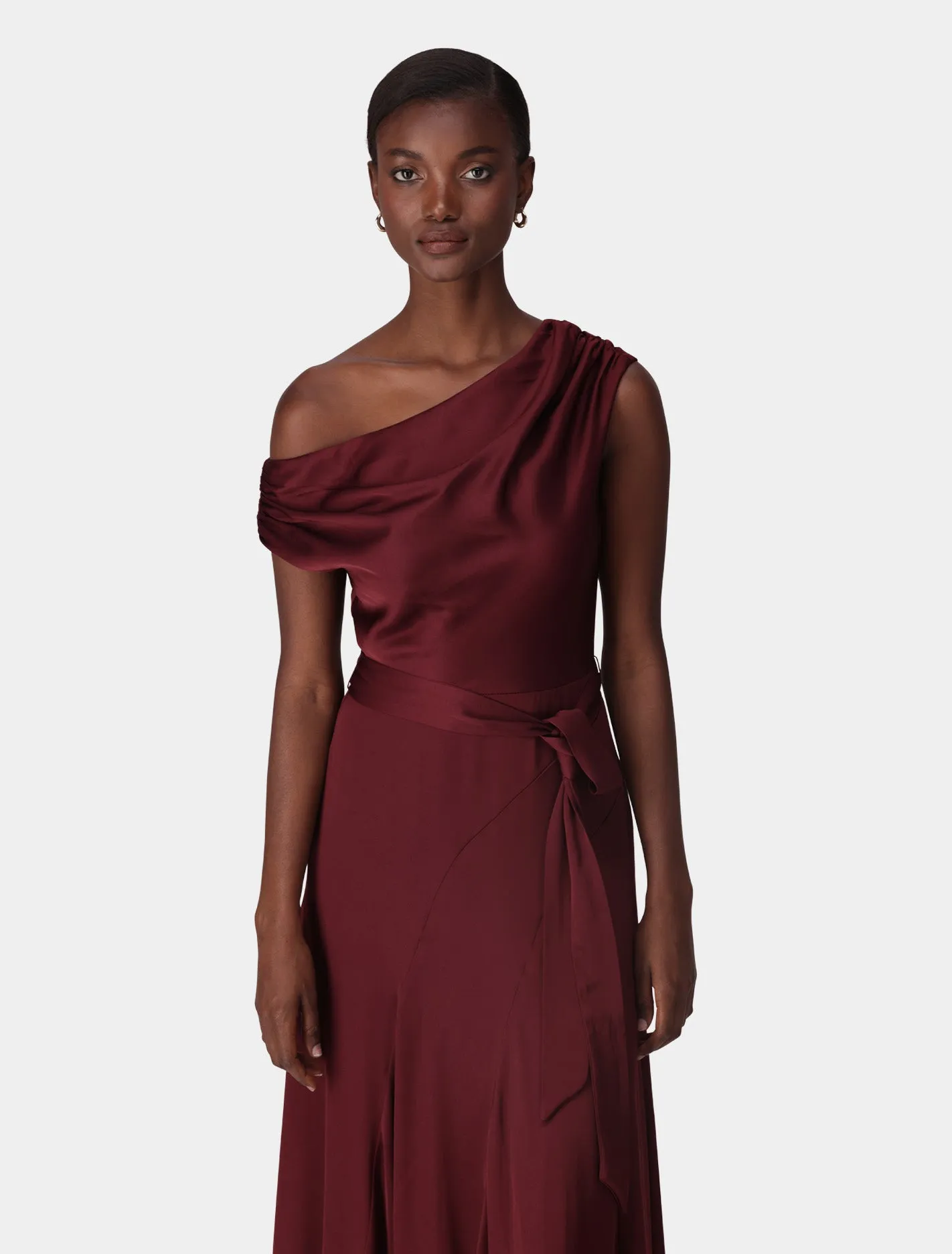 Megan Satin Asym Midi Dress