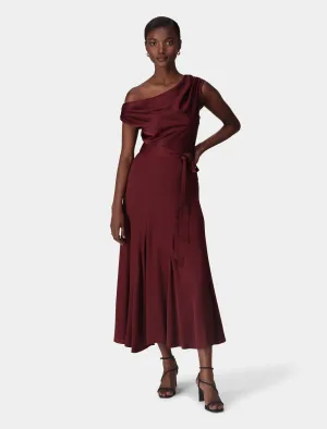 Megan Satin Asym Midi Dress
