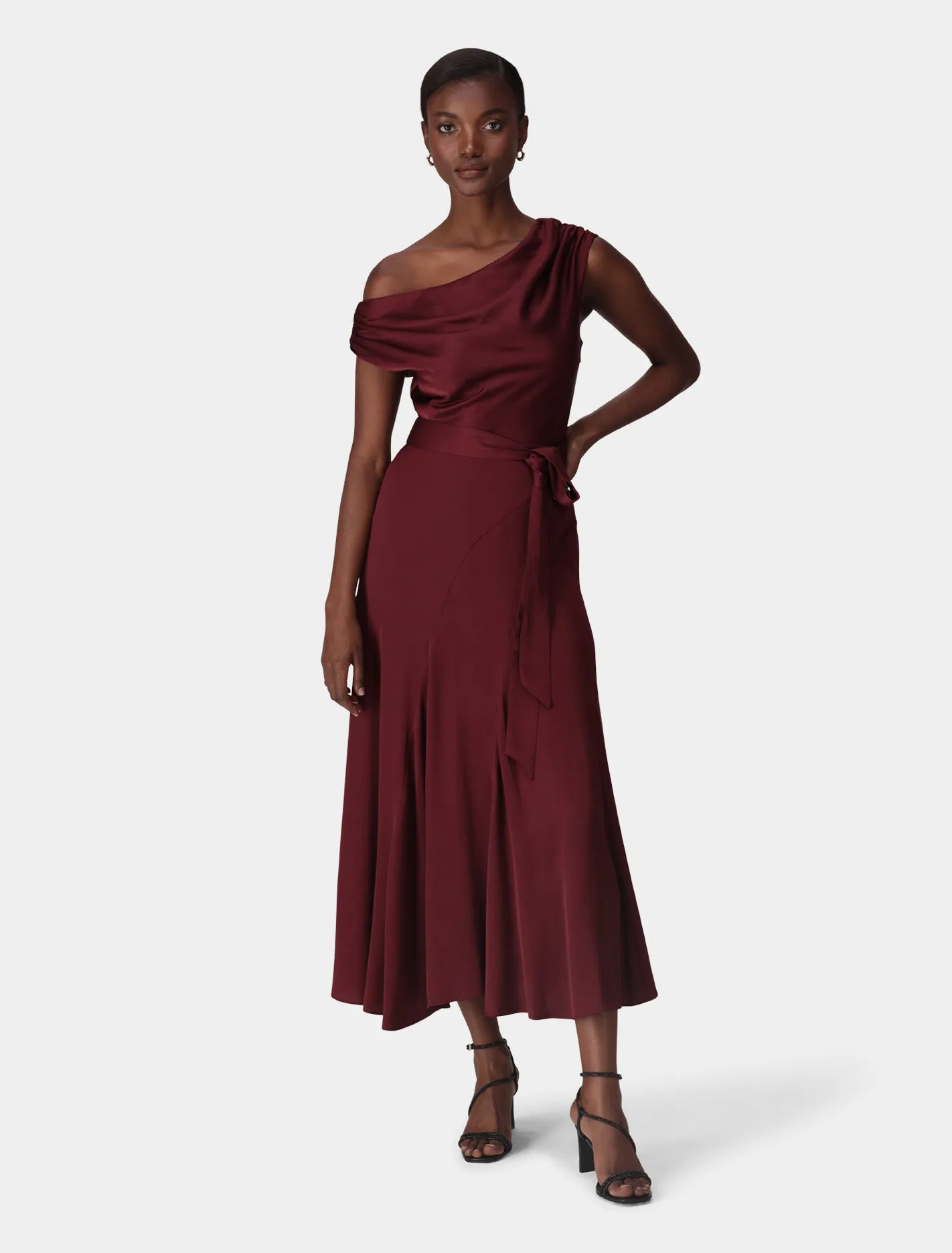 Megan Satin Asym Midi Dress