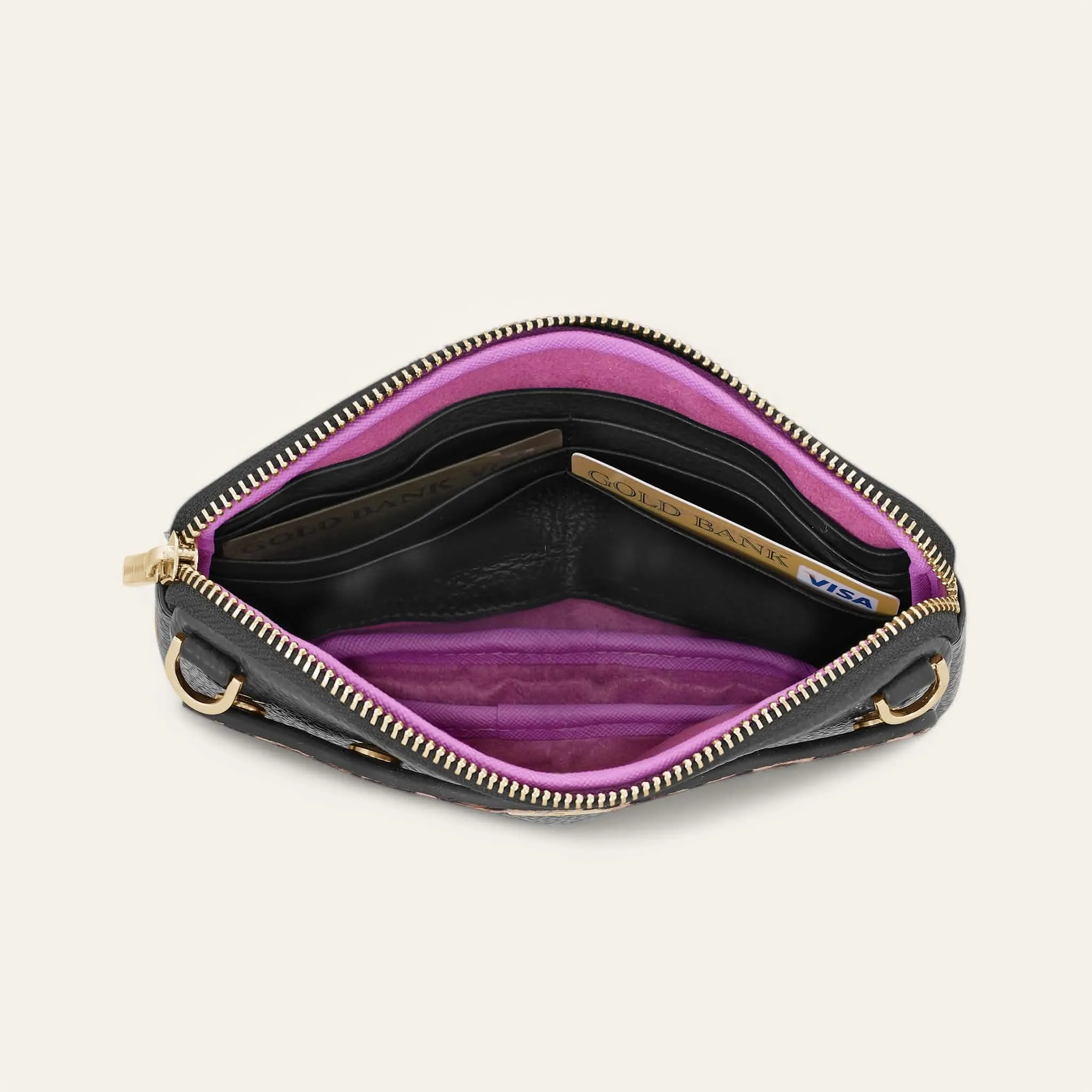 Millie Pouch | Leopard Black with Gold hardware