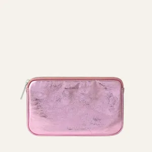 Millie Pouch | Metallic Pink with Silver hardware