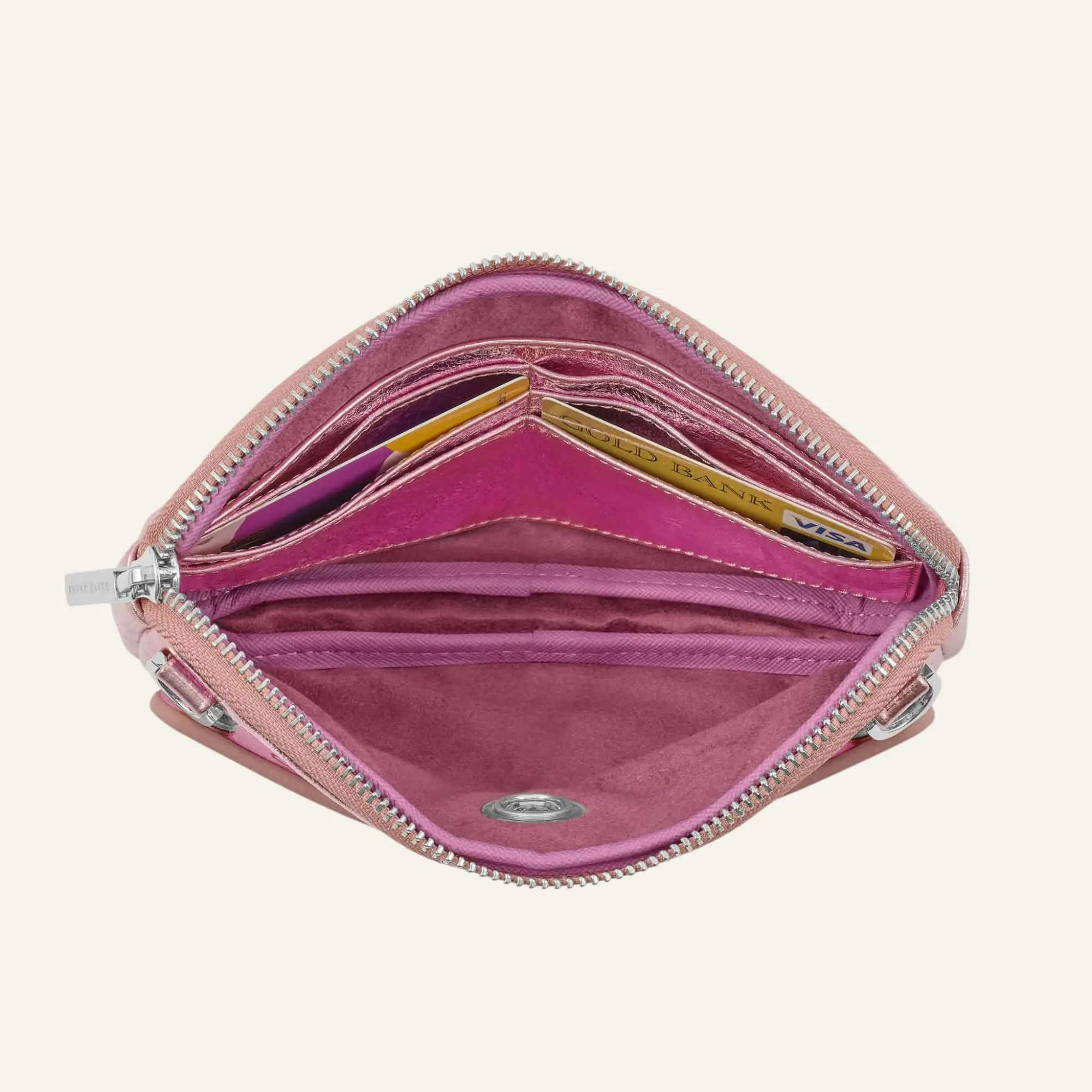 Millie Pouch | Metallic Pink with Silver hardware