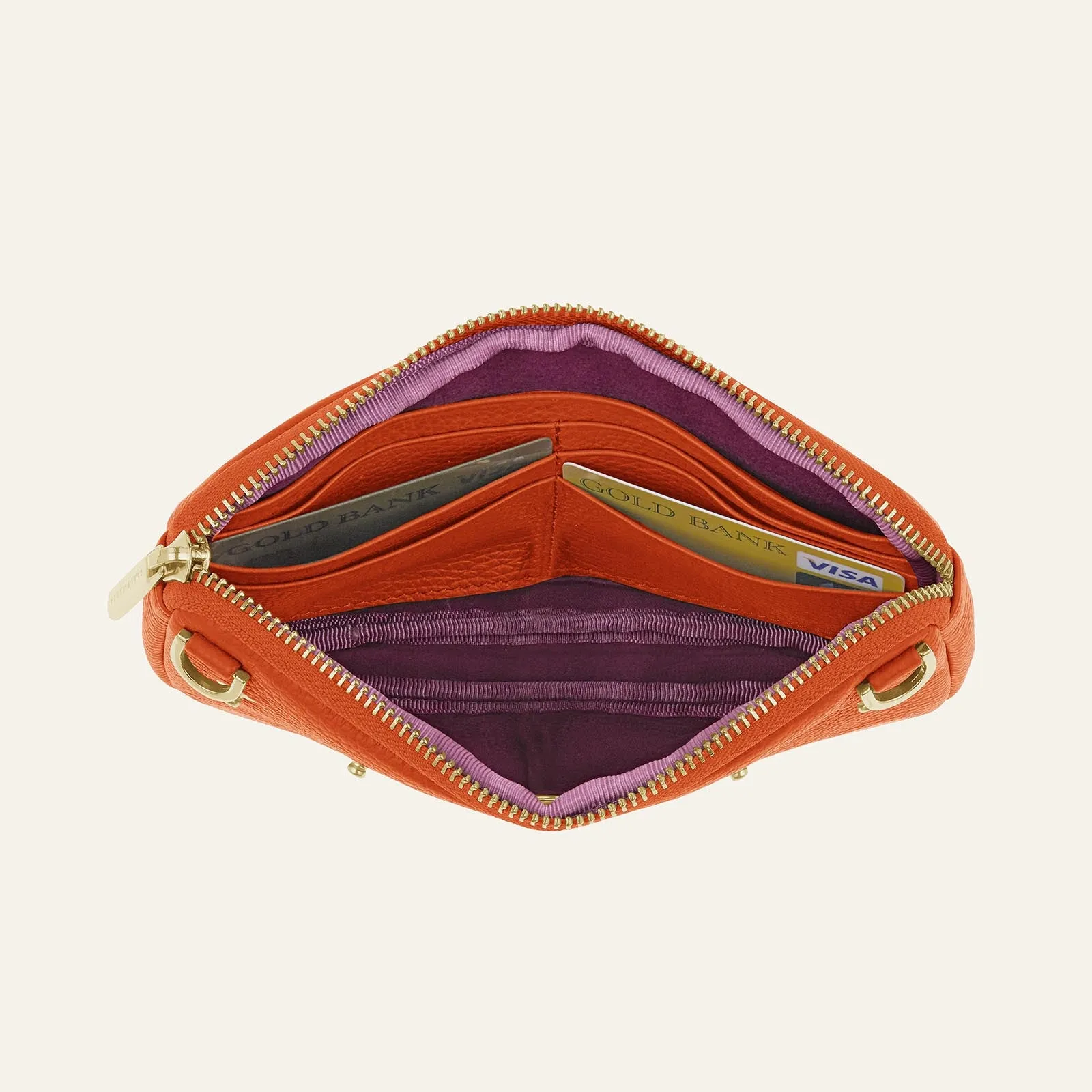 Millie Pouch | Tangerine with Gold hardware