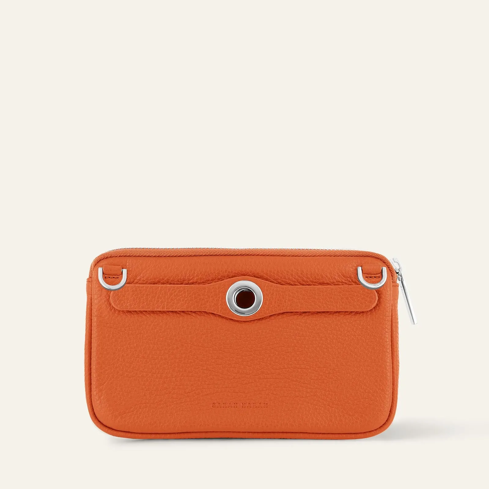 Millie Pouch | Tangerine with Silver hardware