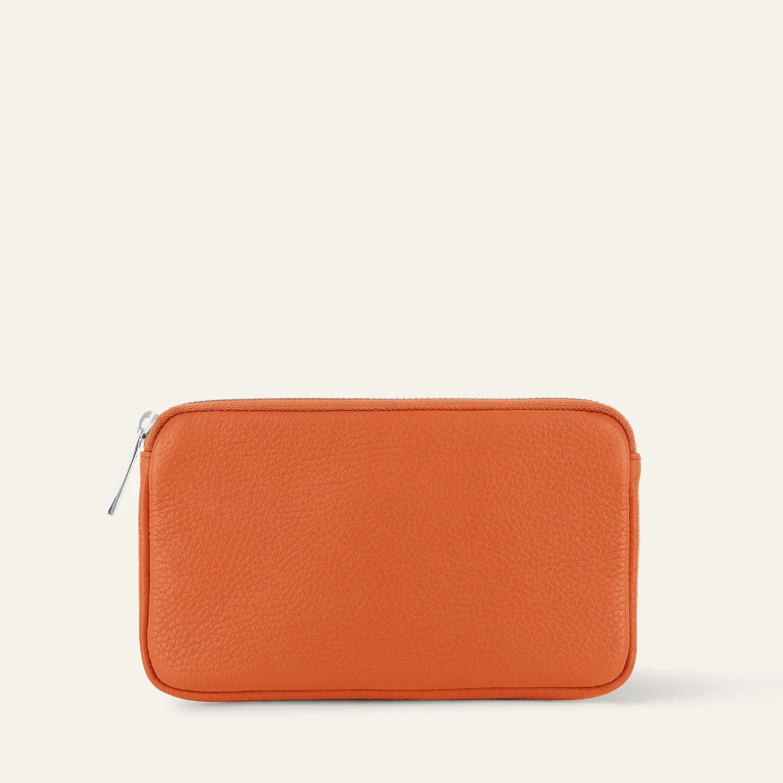 Millie Pouch | Tangerine with Silver hardware