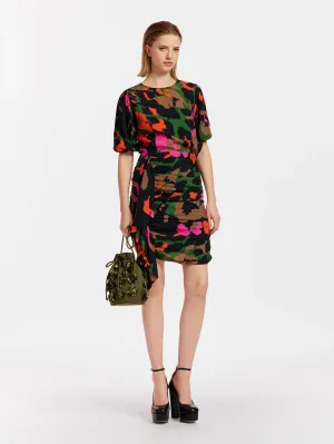 Mini dress with multicolored abstract print