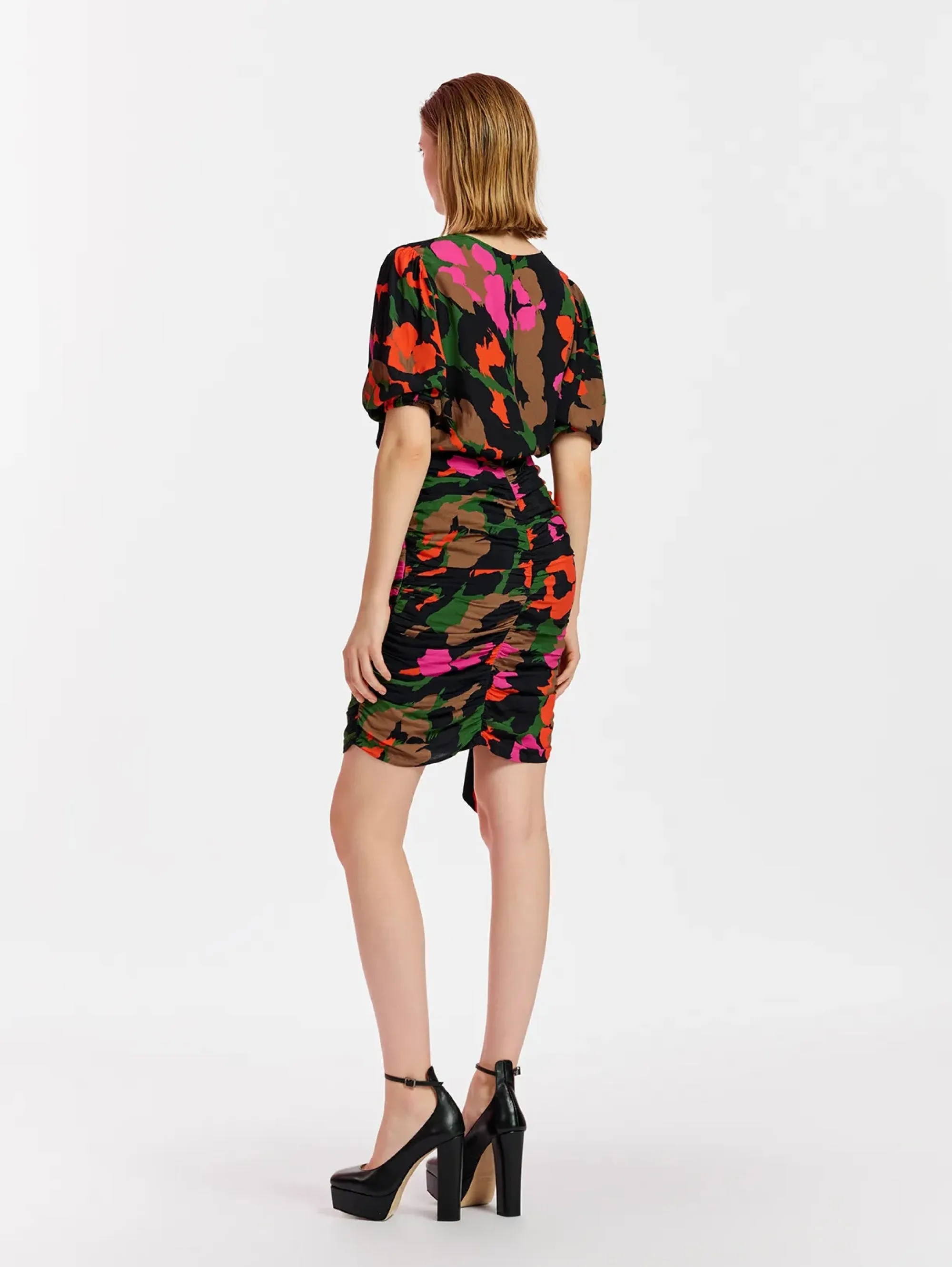 Mini dress with multicolored abstract print