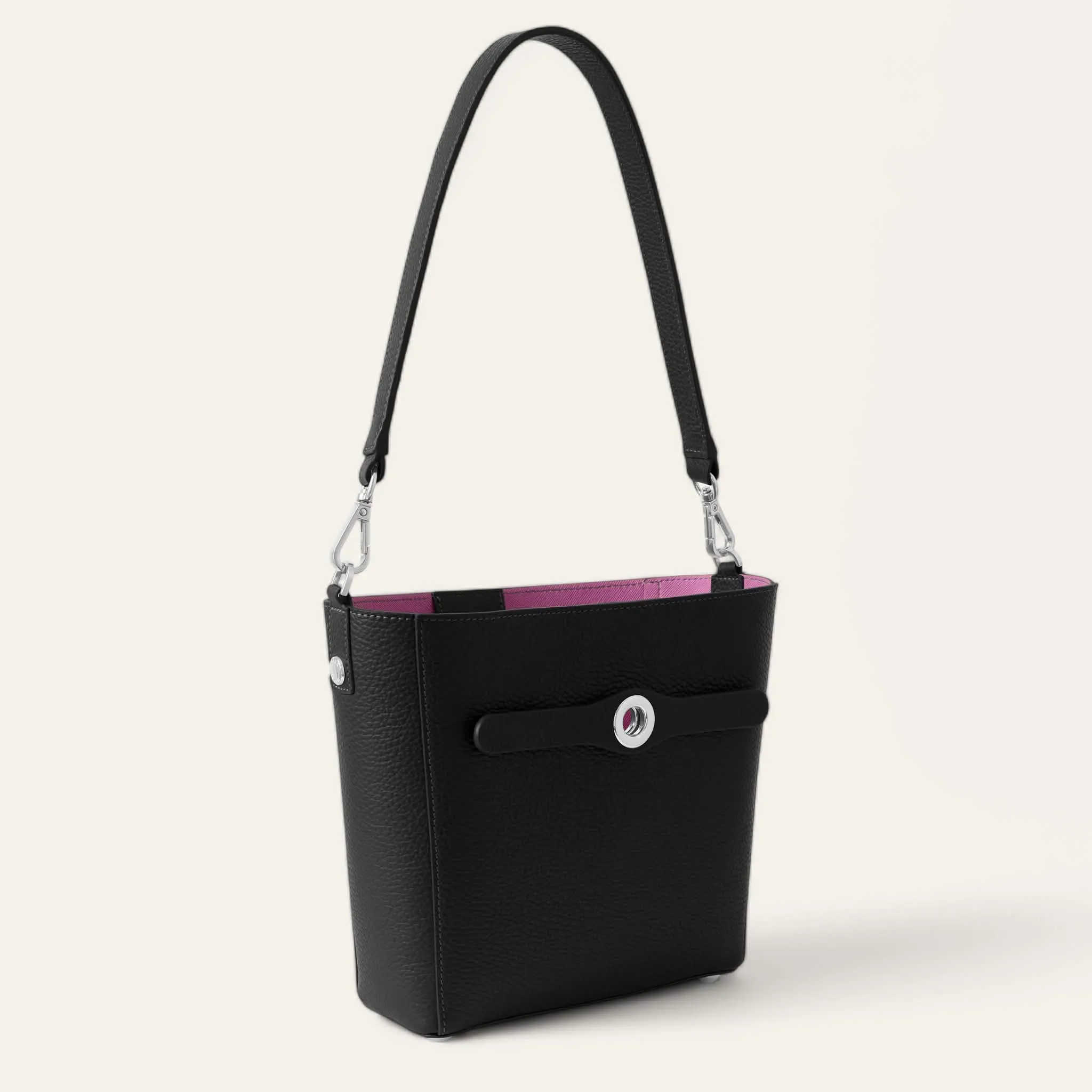 Mini S Handbag | Black with Silver hardware