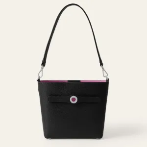 Mini S Handbag | Black with Silver hardware