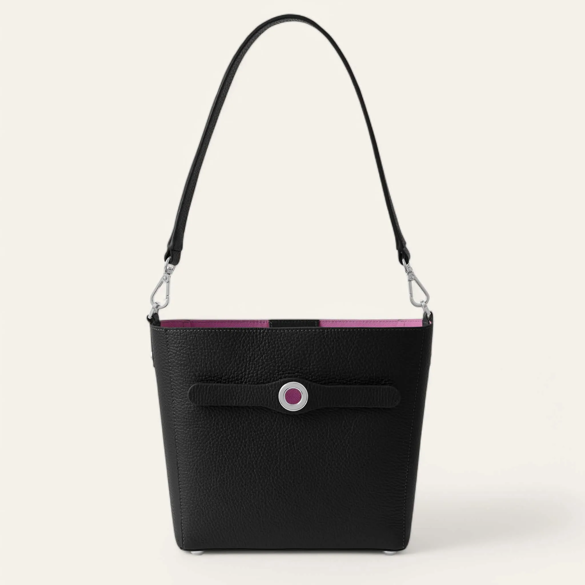 Mini S Handbag | Black with Silver hardware