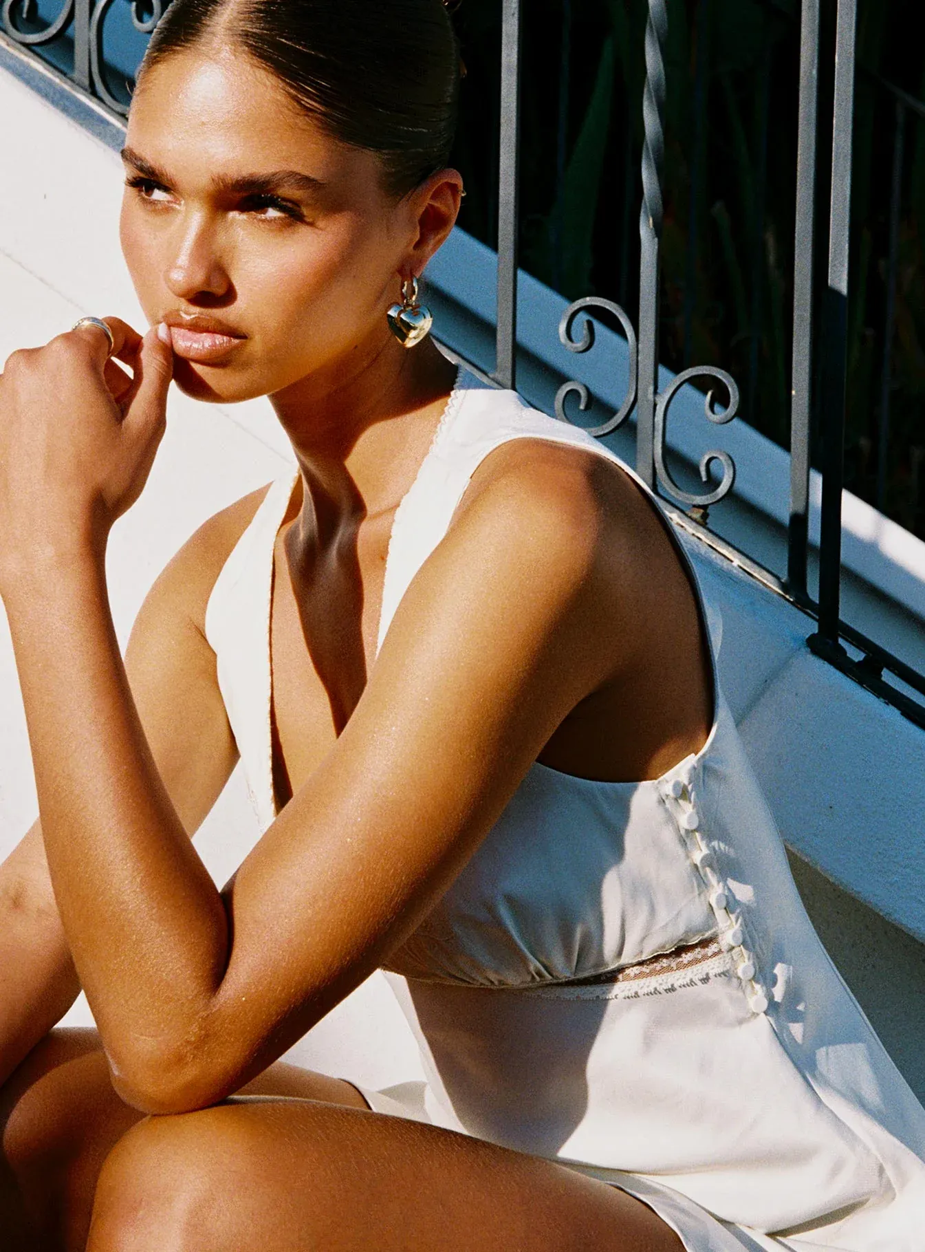 Moiselle Embroidered Bias Mini Dress Ivory