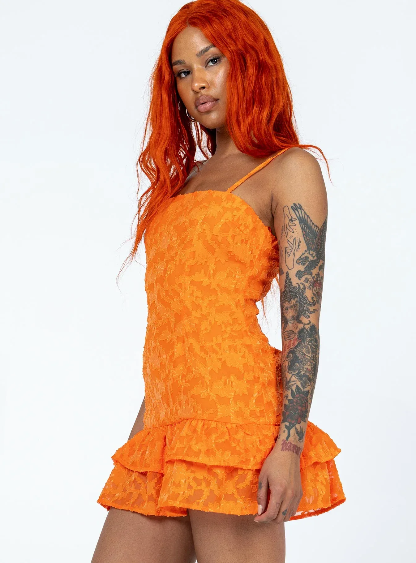 Molina Mini Dress Orange Texture