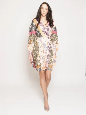 Multicolor Patchwork Dragon Print Dress