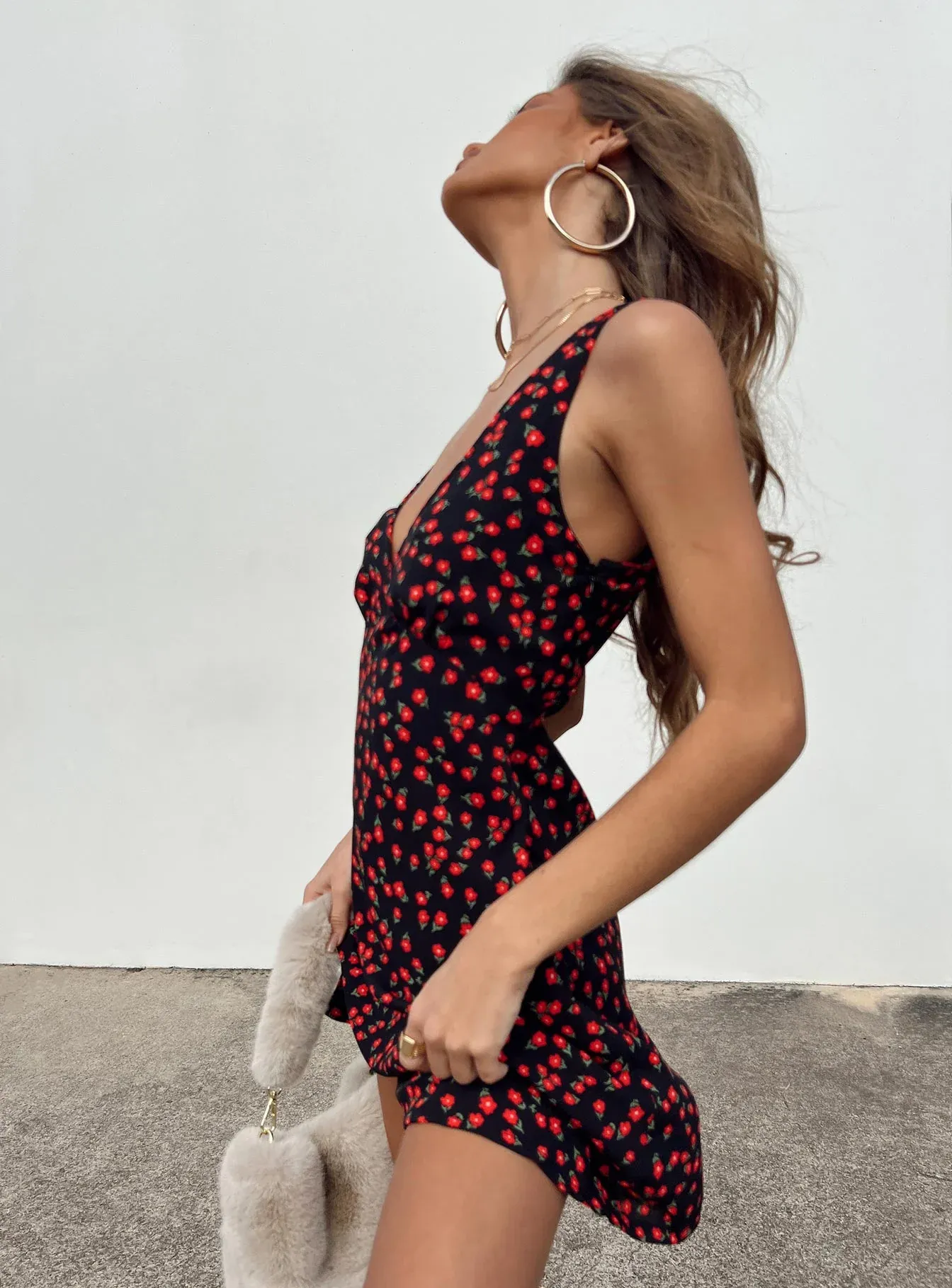 Nellie Mini Dress Black / Red Floral