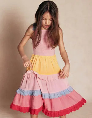 Odette Tiered Woven Sundress-Broderie Colourblock