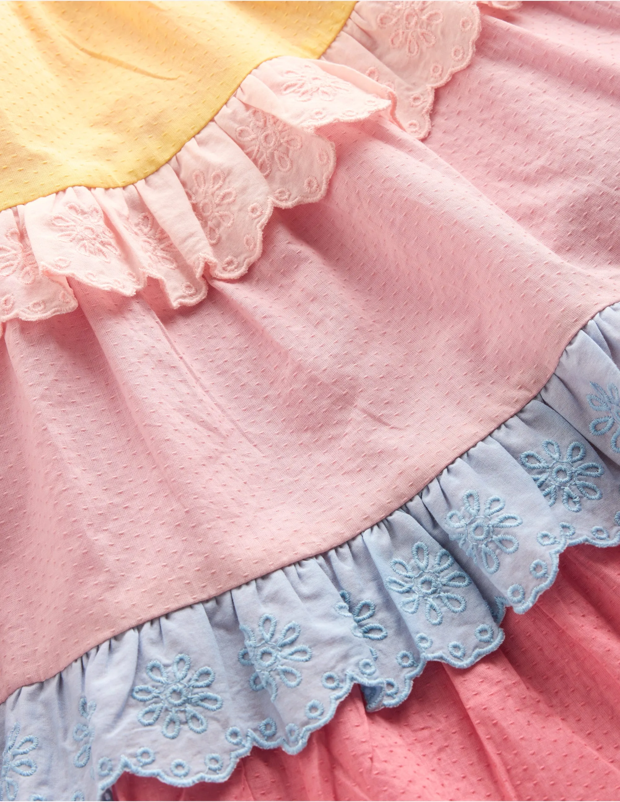 Odette Tiered Woven Sundress-Broderie Colourblock