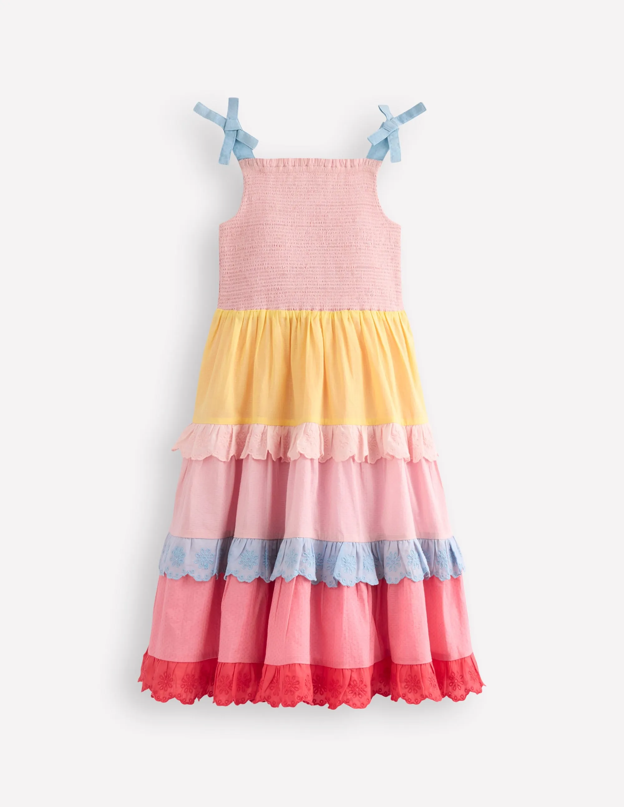 Odette Tiered Woven Sundress-Broderie Colourblock