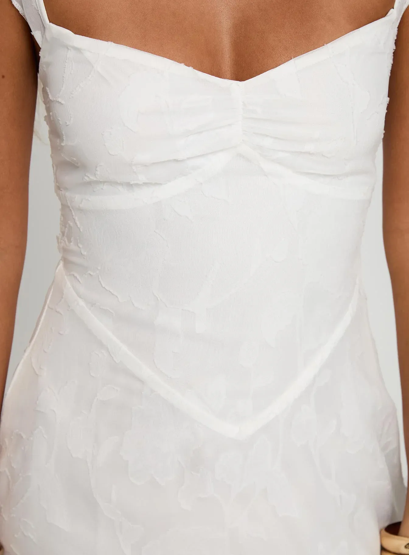 Past And Present Burnout Tie Back Mini Dress White