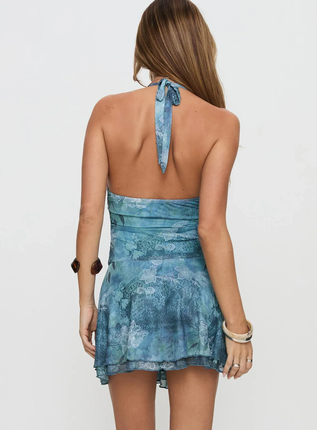 Payge Asymmetrical Mini Dress Blue Multi
