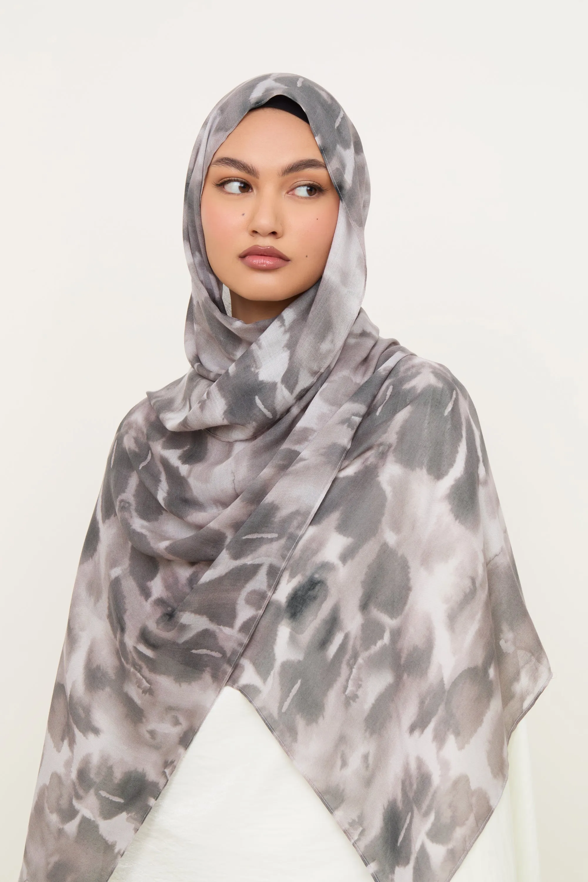 Printed Modal Hijab - Cloudy Stone