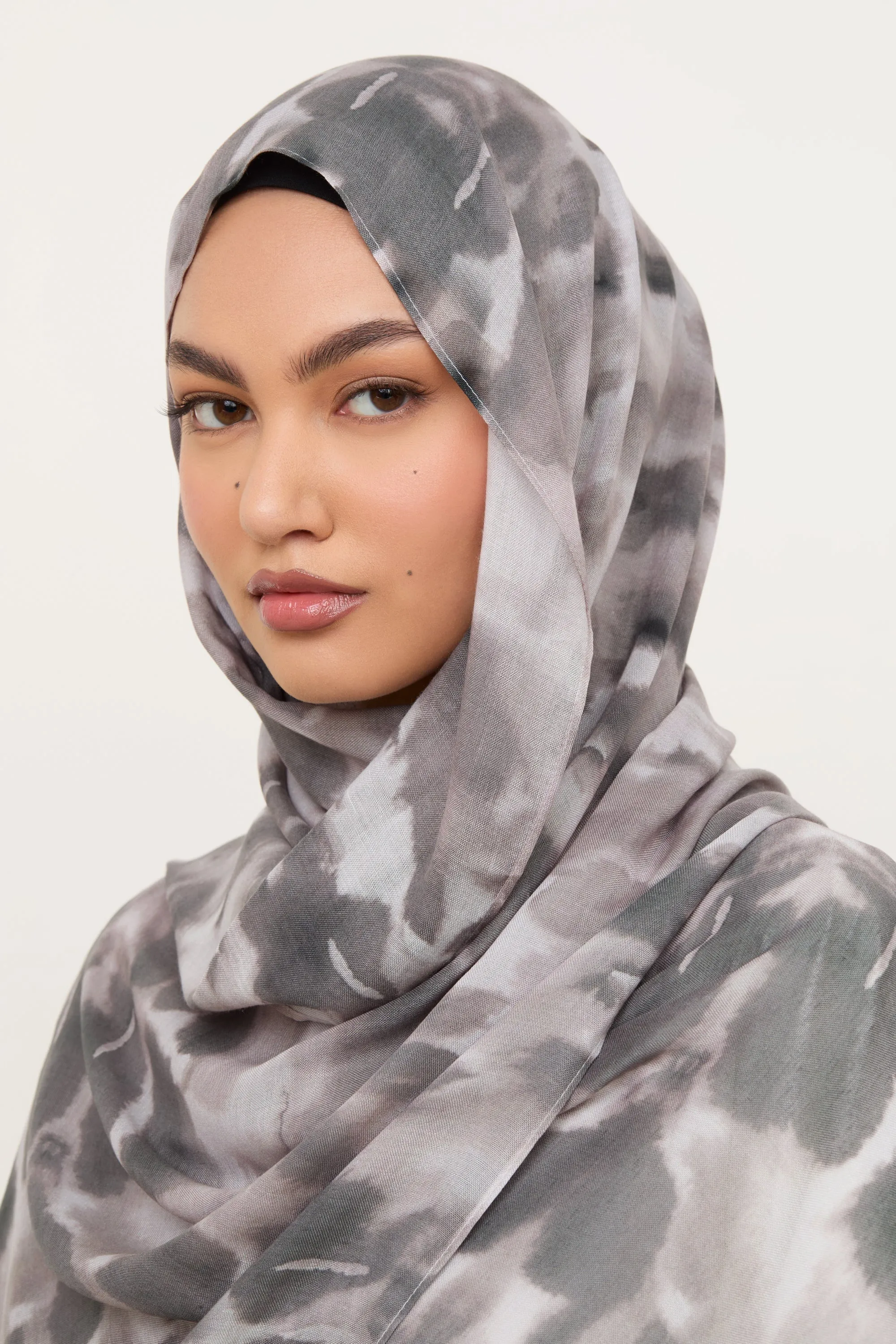 Printed Modal Hijab - Cloudy Stone