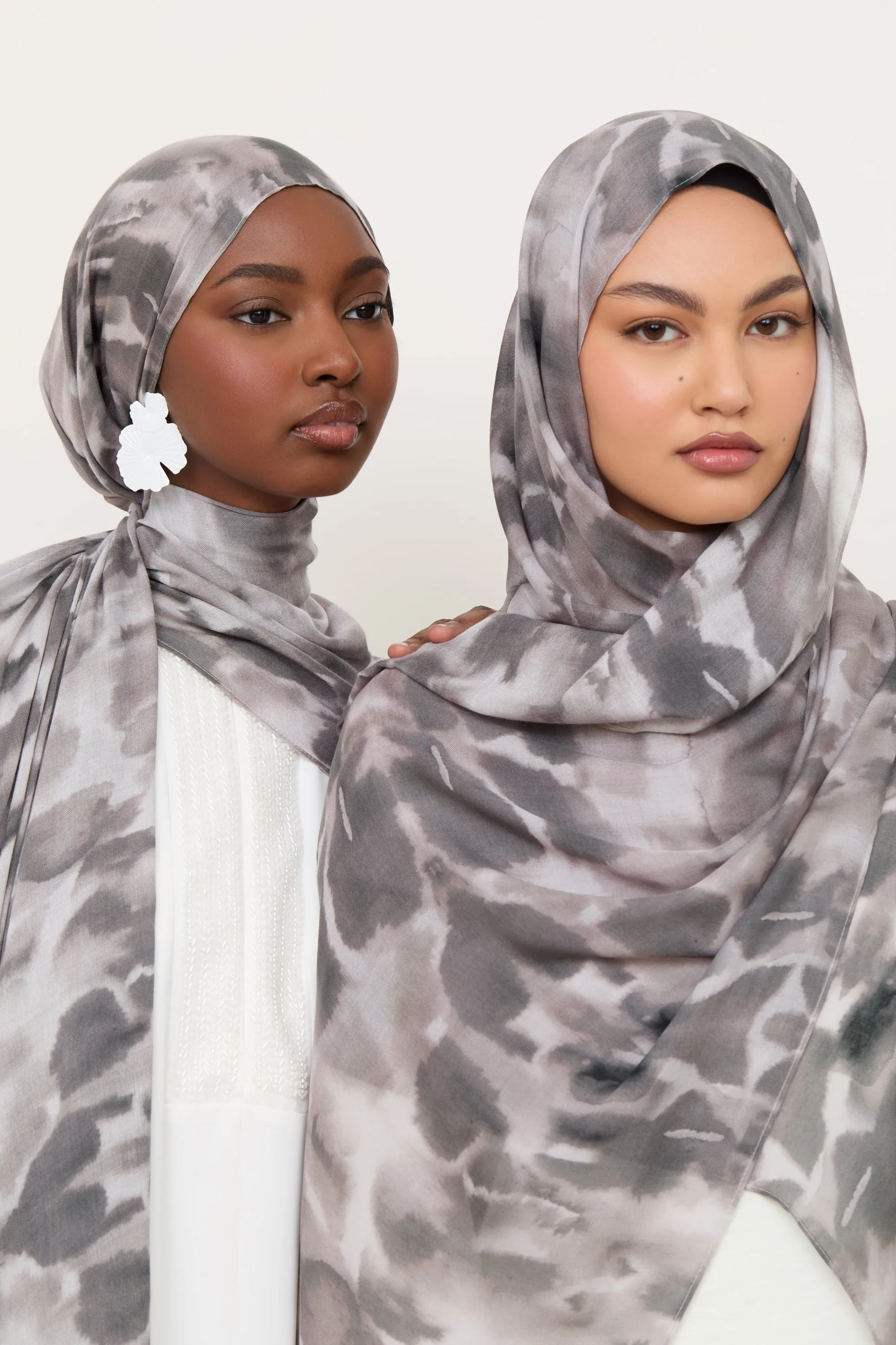 Printed Modal Hijab - Cloudy Stone