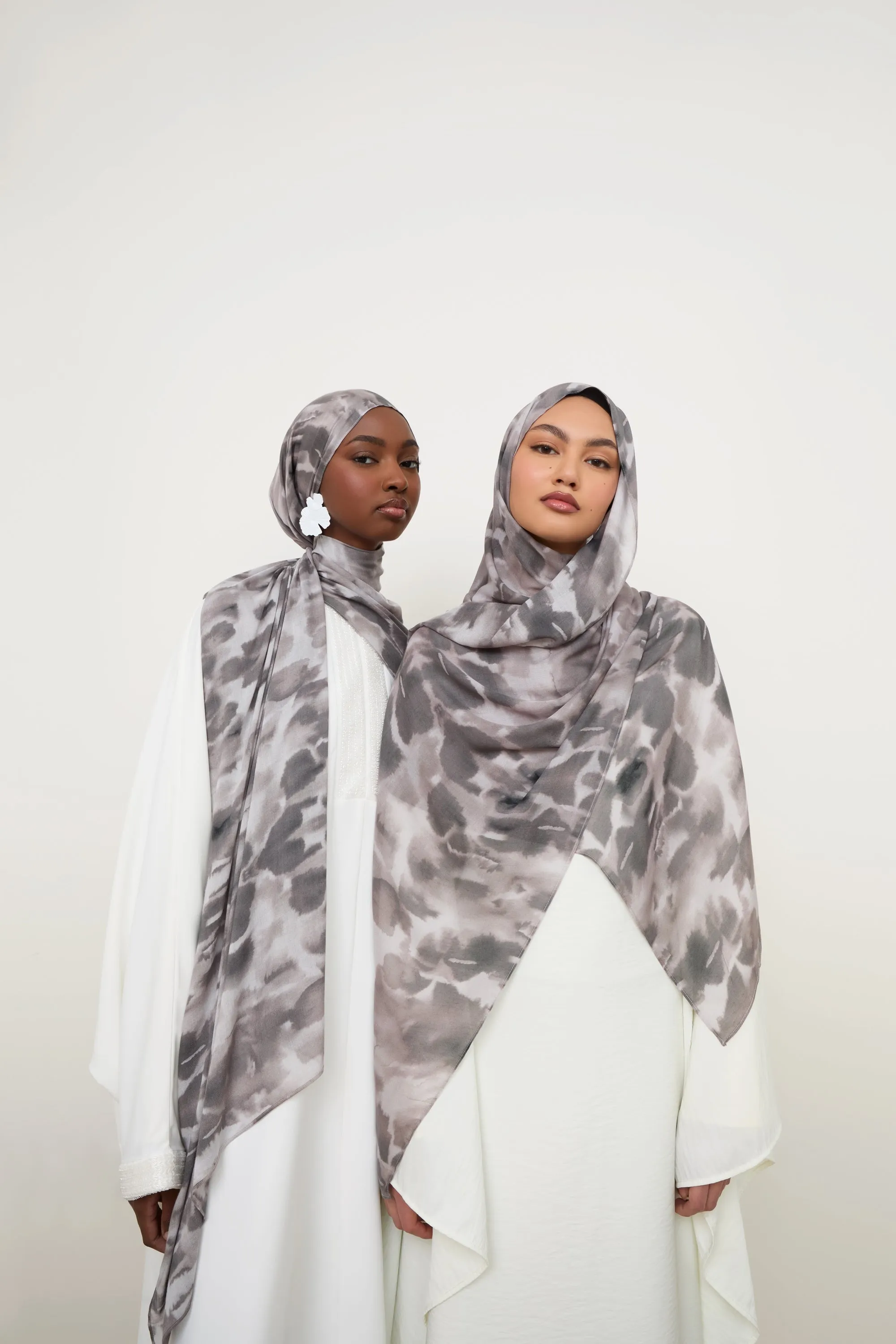 Printed Modal Hijab - Cloudy Stone
