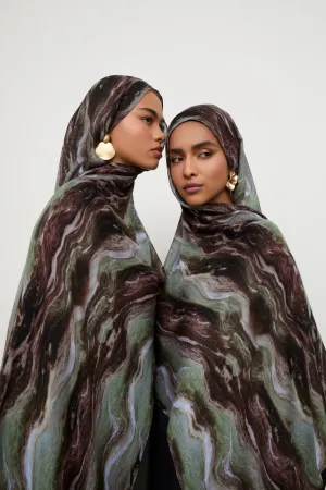 Printed Modal Hijab - Earth Marble