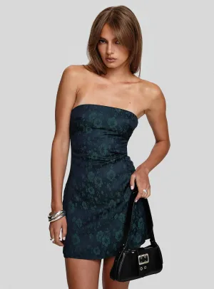 Ramie Strapless Mini Dress Navy