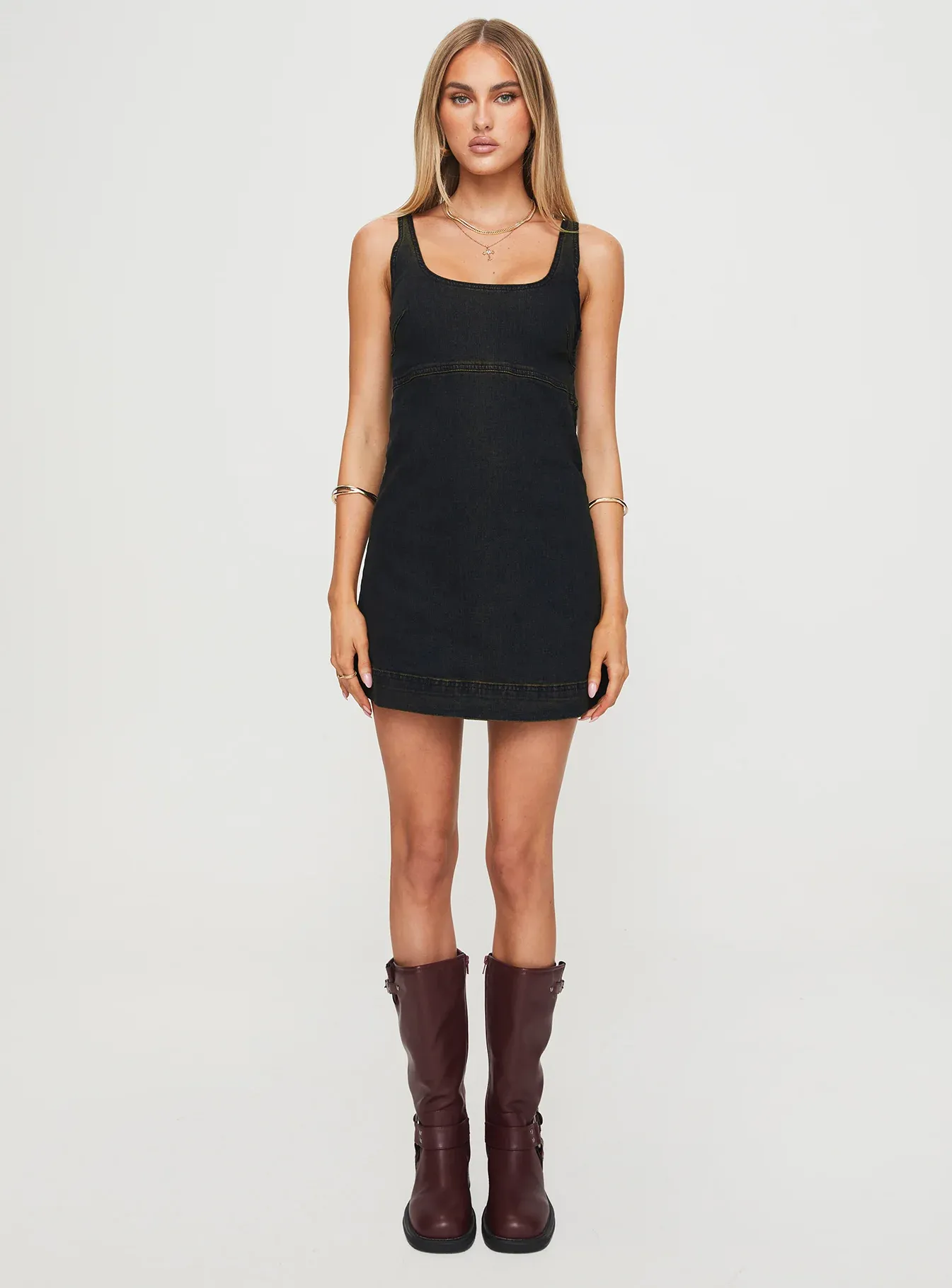 Rautha Denim Mini Dress Black