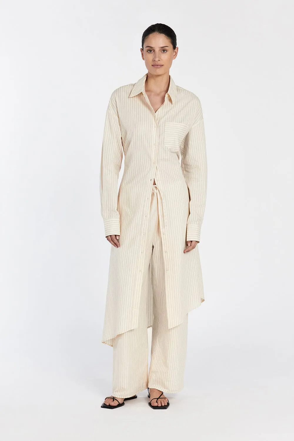RILEY CREAM COTTON MAXI SHIRT