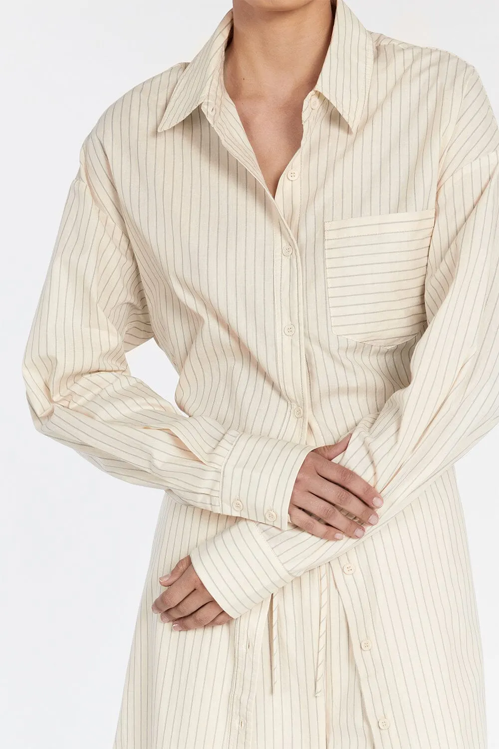 RILEY CREAM COTTON MAXI SHIRT