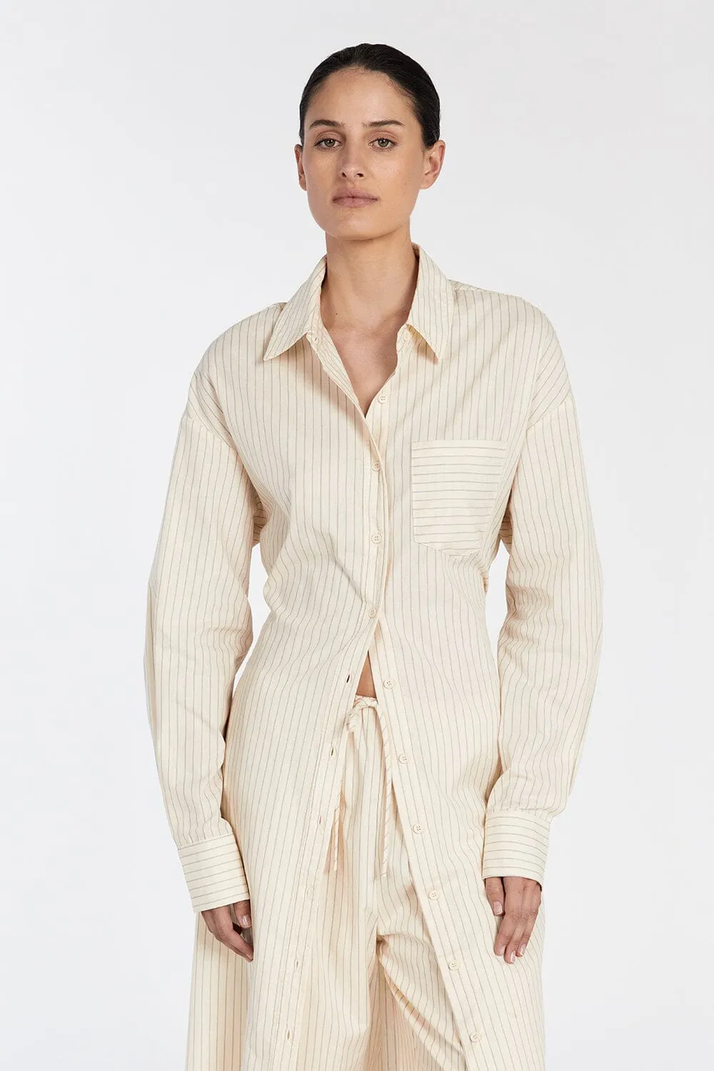 RILEY CREAM COTTON MAXI SHIRT