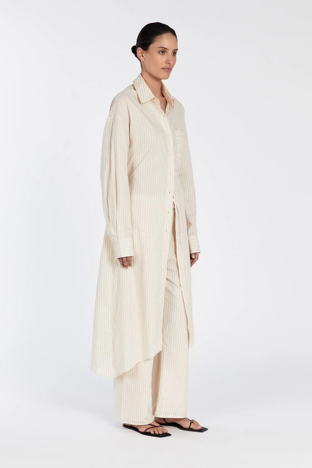RILEY CREAM COTTON MAXI SHIRT