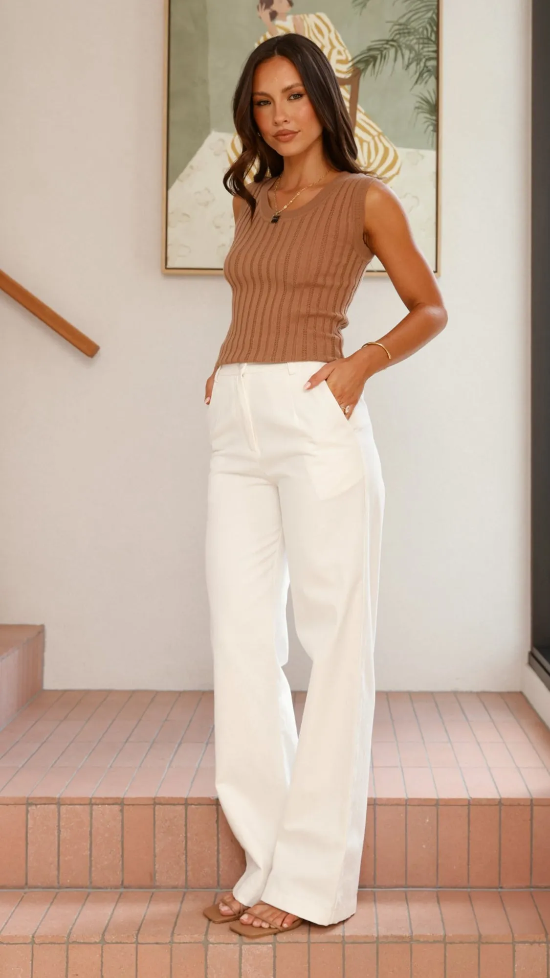 River Knit Tank - Brown