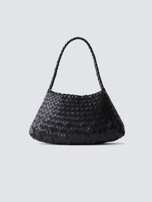 Rosanna Mini Braided Leather Baguette Bag Black