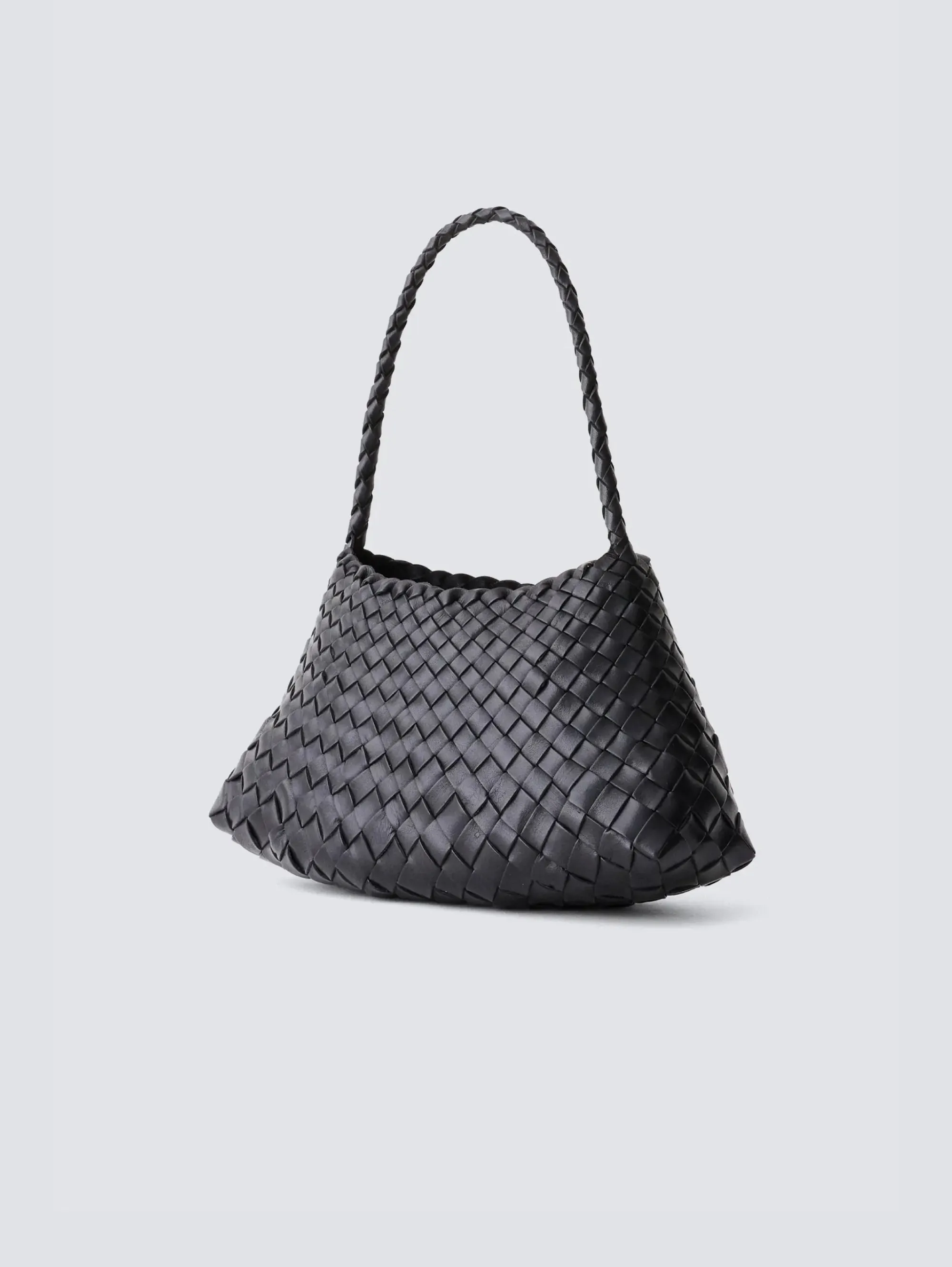 Rosanna Mini Braided Leather Baguette Bag Black