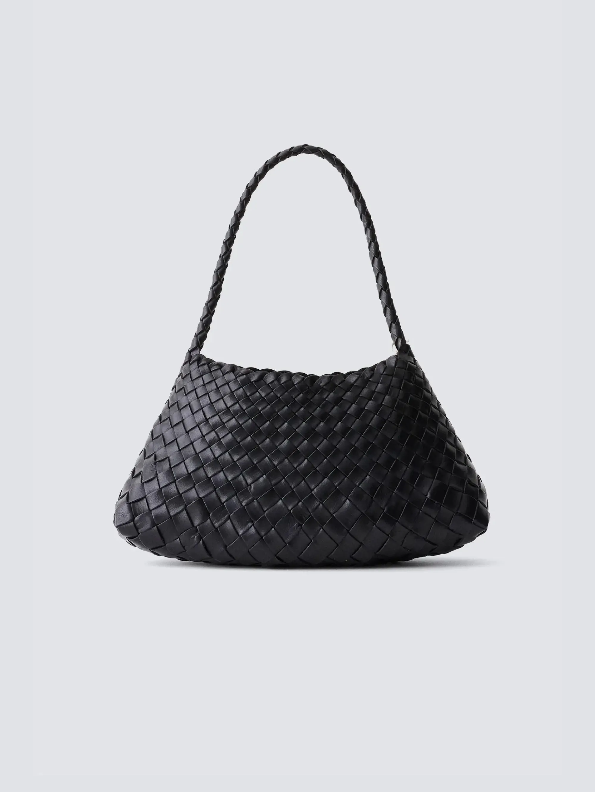 Rosanna Mini Braided Leather Baguette Bag Black