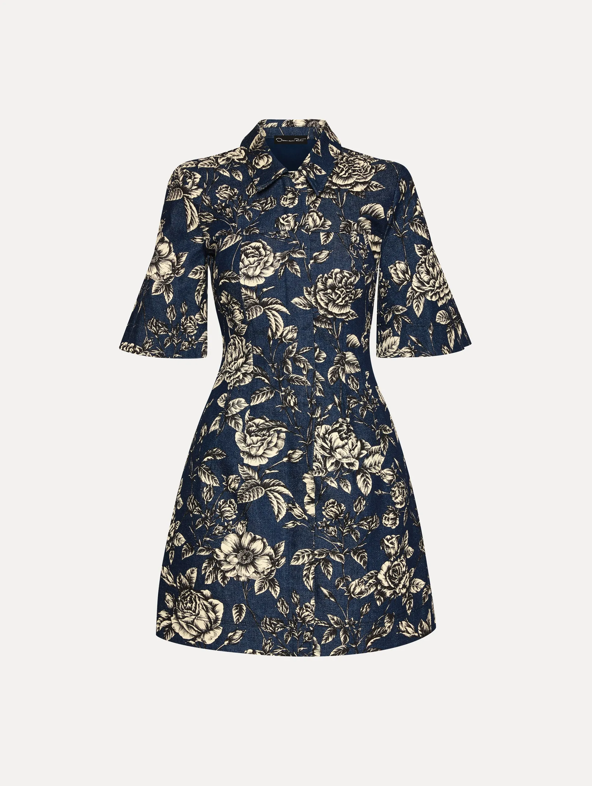Rose Printed Denim Mini Dress