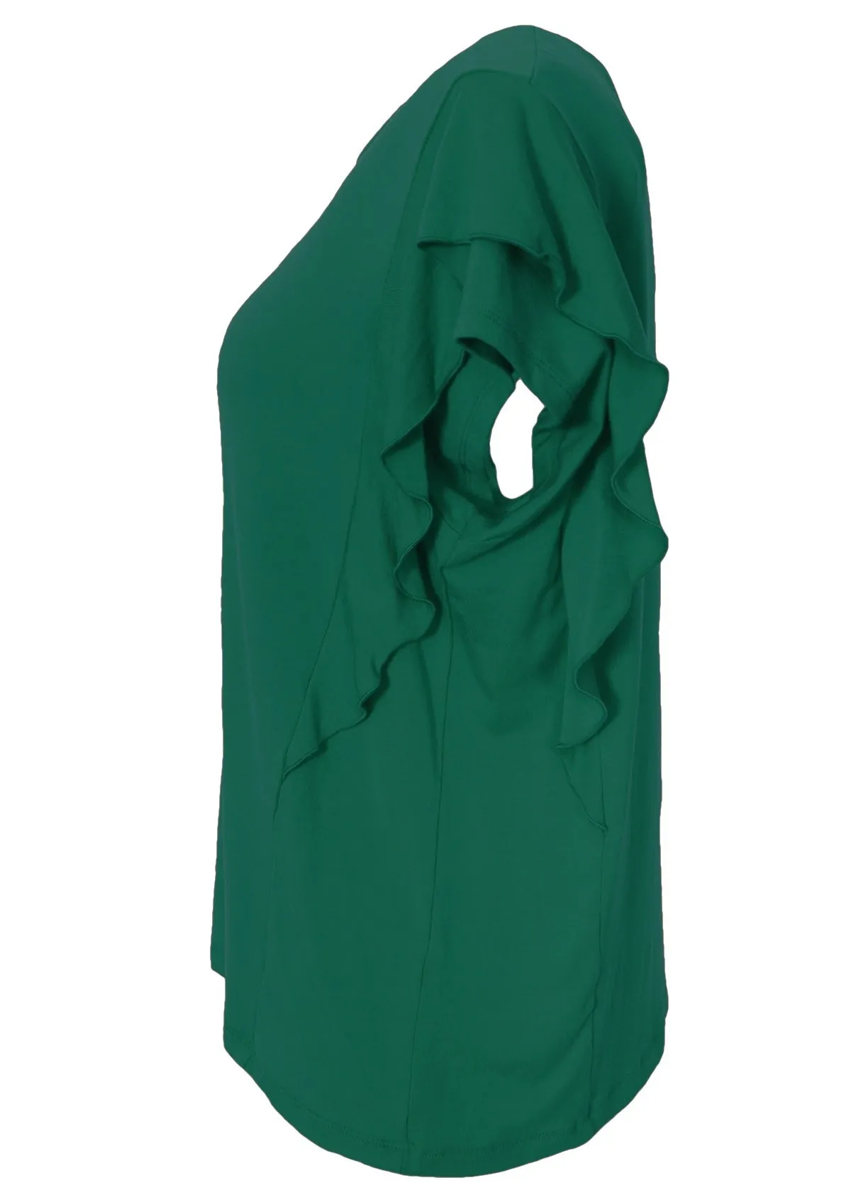 Ruffle Tee Jade Green