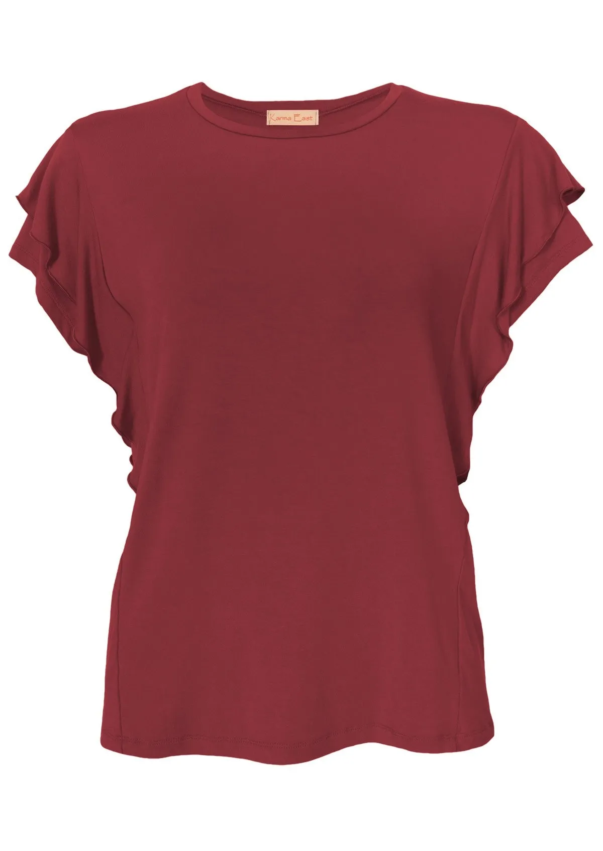 Ruffle Tee Maroon