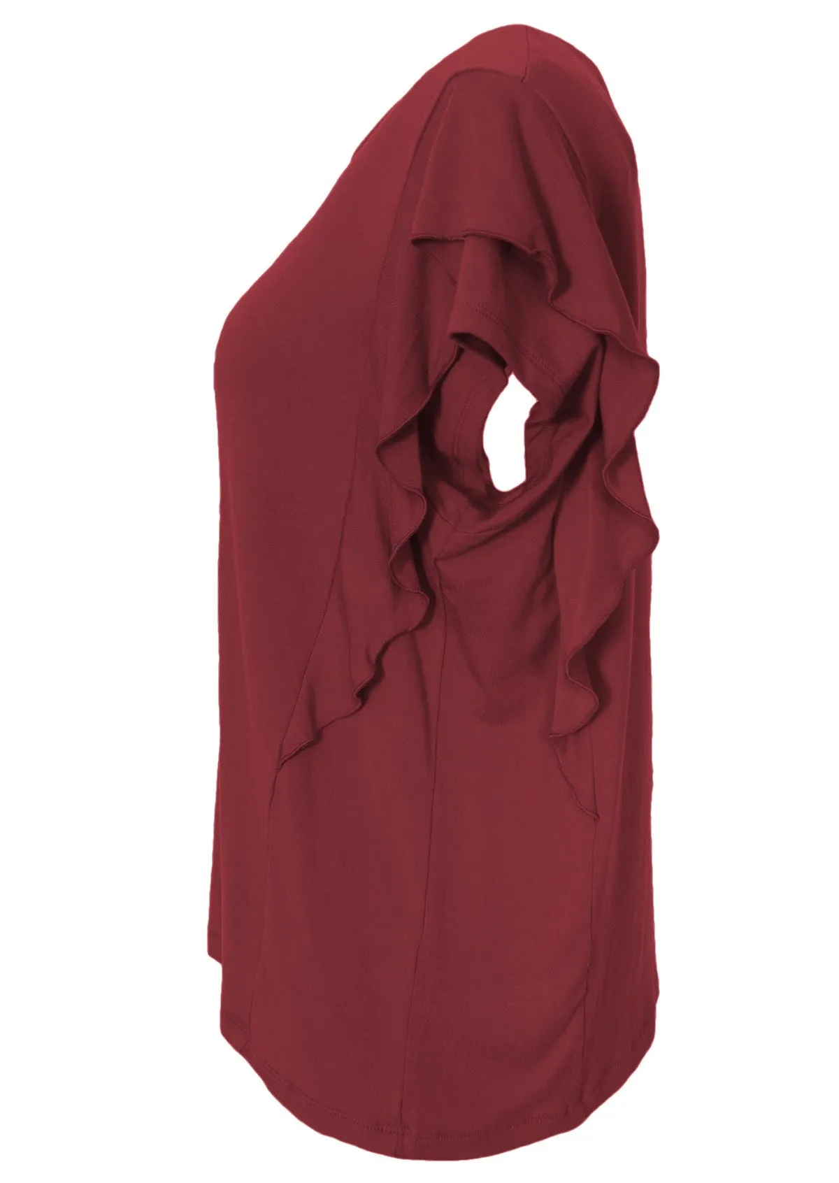 Ruffle Tee Maroon