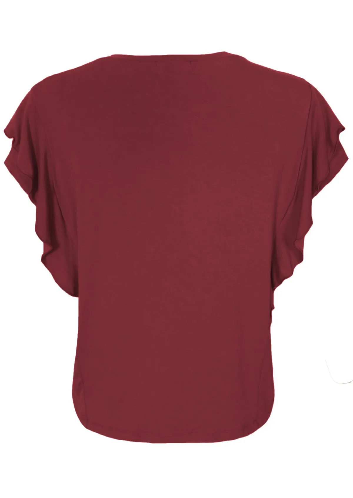 Ruffle Tee Maroon