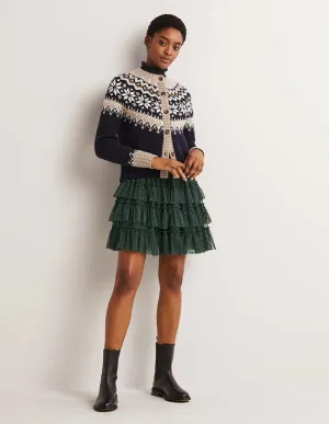 Ruffle Tulle Mini Skirt-Onyx Green