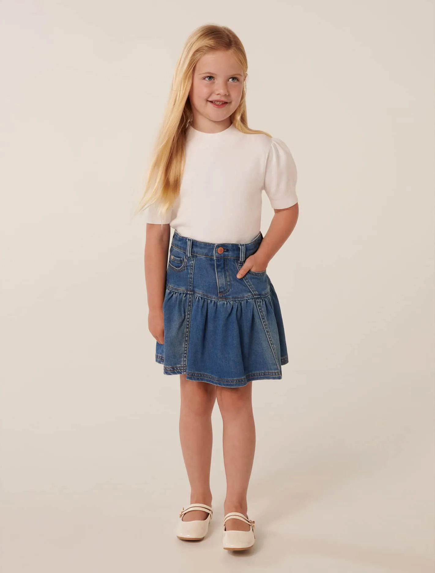 Sandra Girls Denim Frill Skirt