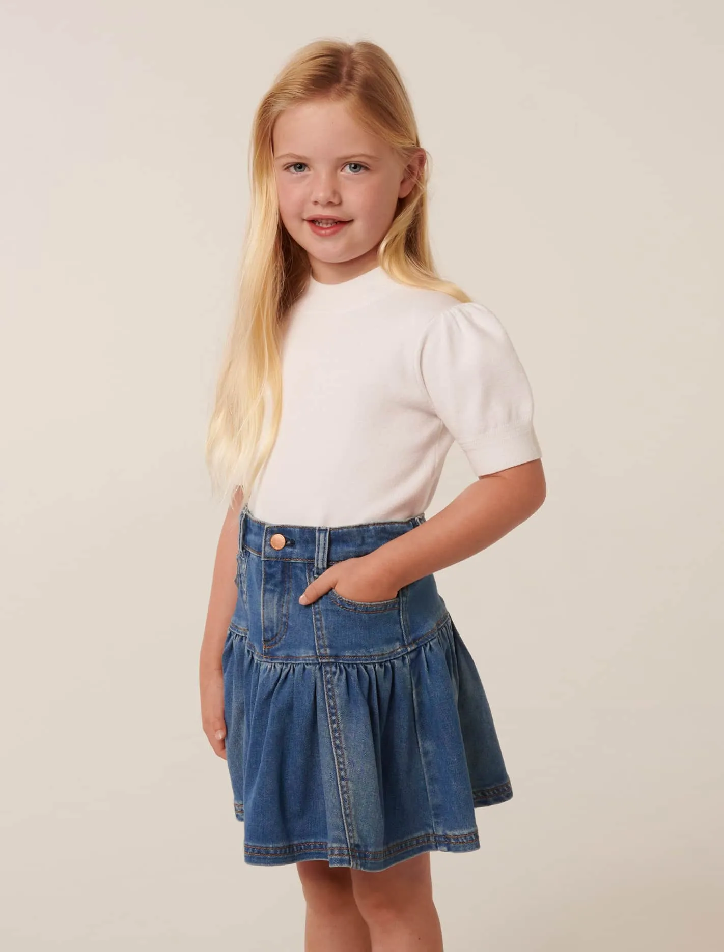 Sandra Girls Denim Frill Skirt