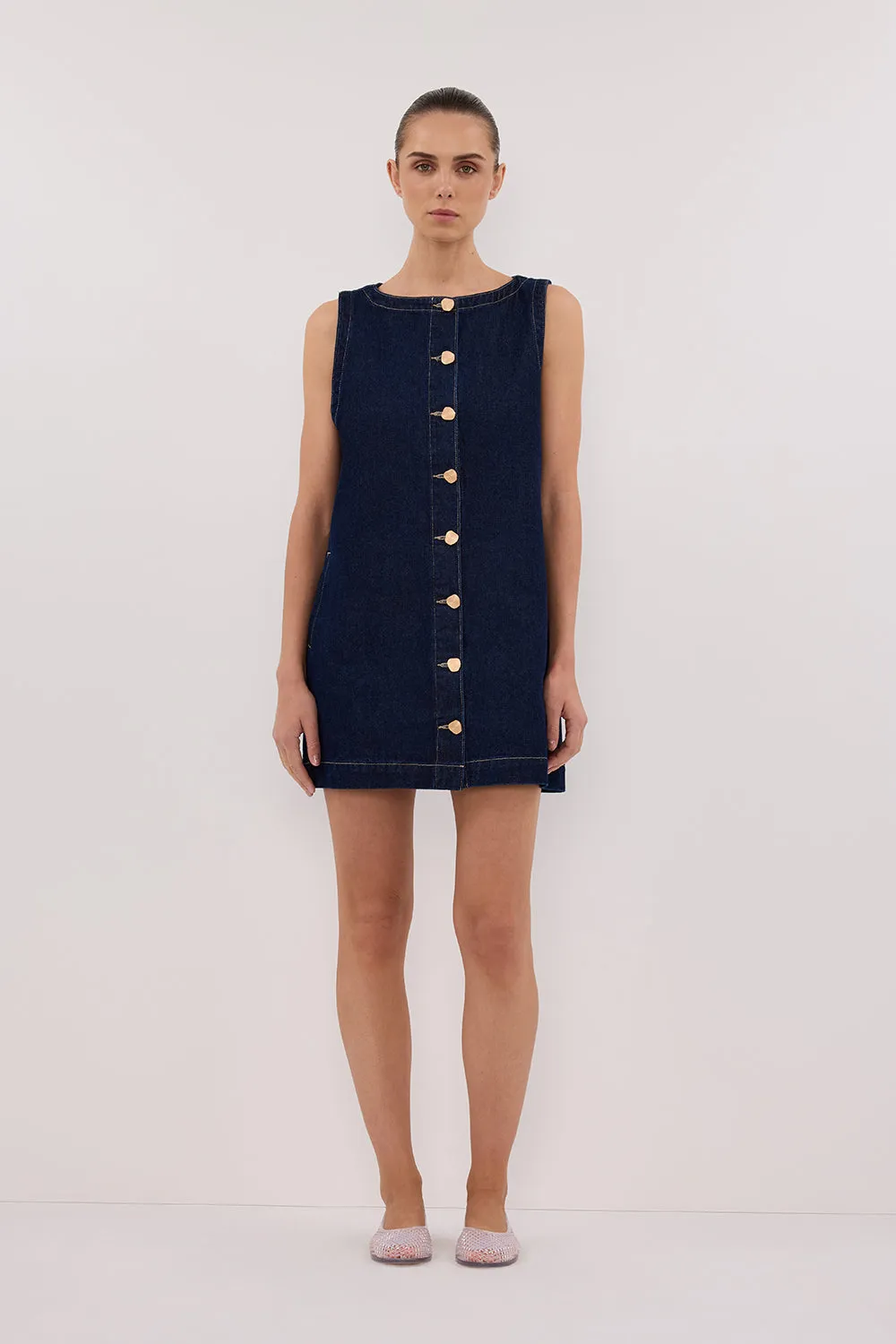 SHERI INDIGO DENIM MINI DRESS