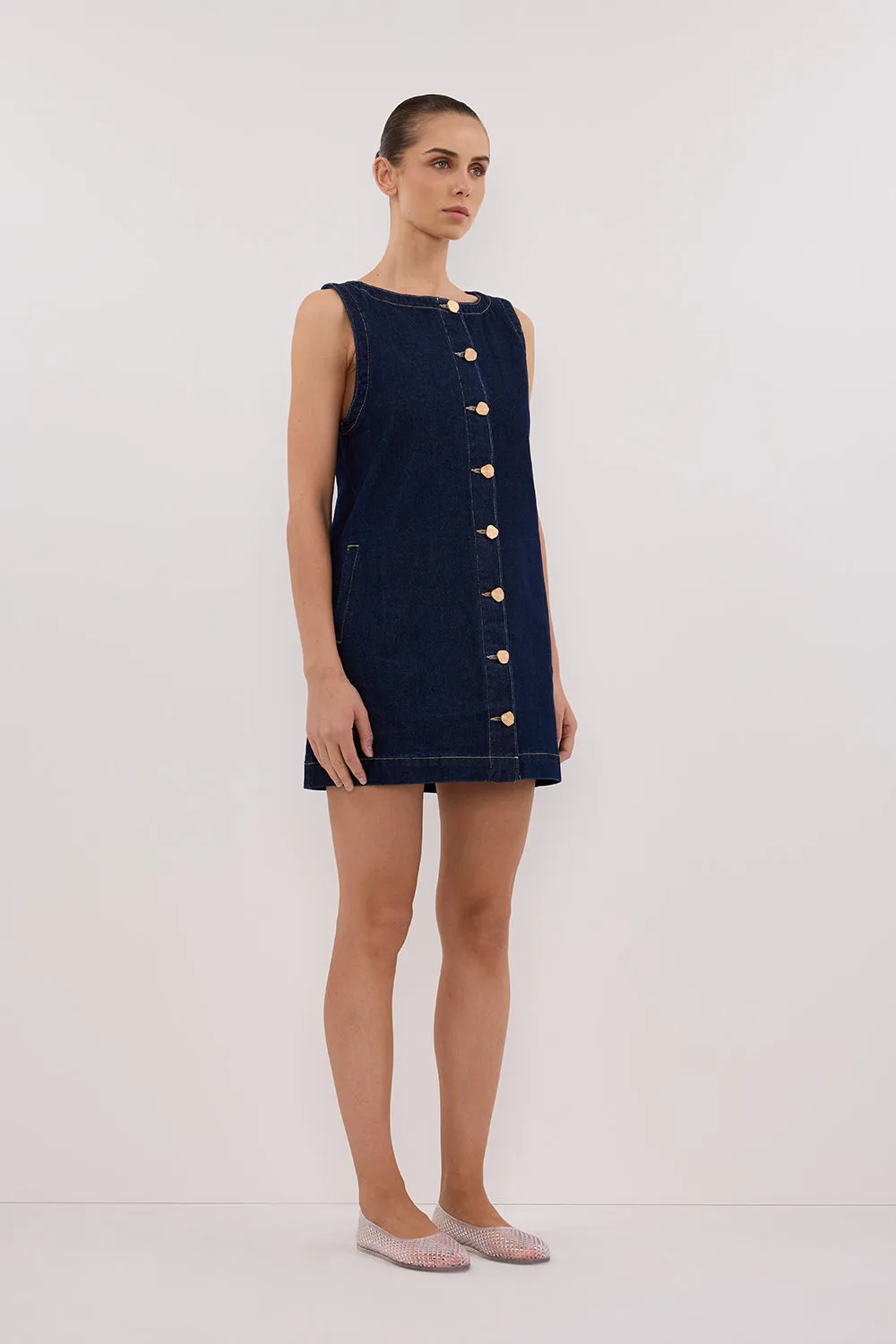 SHERI INDIGO DENIM MINI DRESS