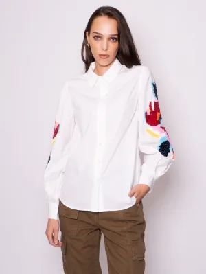 Shirt with White Embroidered Sleeves