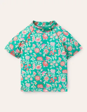 Short Sleeve Rash Vest-Tropical Green Paisley